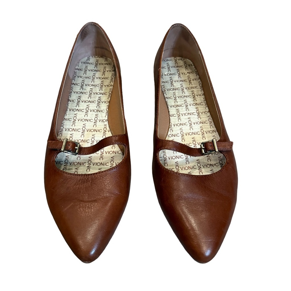 Vionic Women’s Delilah Mary Jane Flats Brown Leather Size 9